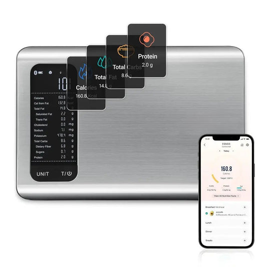 Smart Food Scale with AI Nutrition Tracker - Digital Kitchen Scale & Calorie Counter for Meal Prep, Fitness, and Dieting, Stainless Steel
