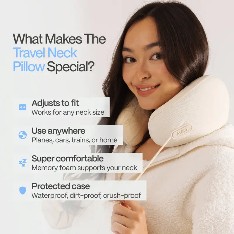☁️ Cloud Travel Pillow — 3-Zone Memory Foam Neck Pillow, Cooling Fabric, Packable Capsule